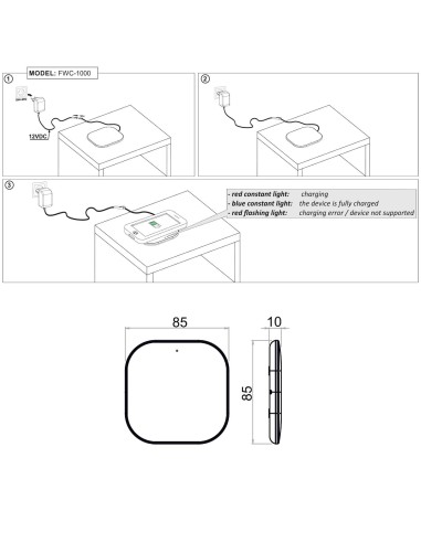 WIRELESS CHARGER FWC1000 BLACK | Wireless Charger | Color Black | Wireless Charger for Electronic Devices