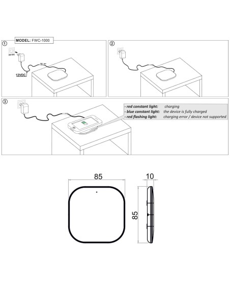 WIRELESS CHARGER FWC1000 NERO | Wireless Charger |