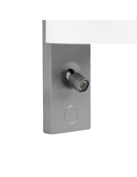 KINKIET ALUMINUM AND WHITE | LED Lamp + Adjustable Spotlight | Light: Natural | Voltage: 12V