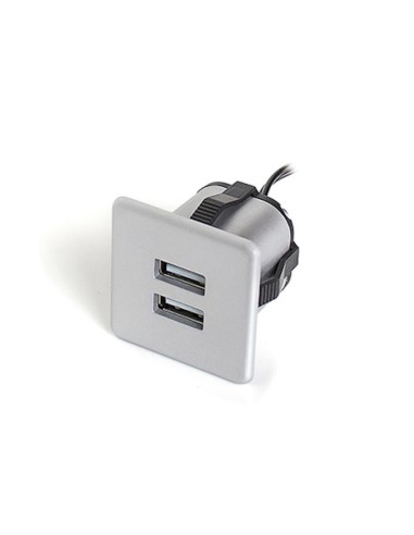 SQUARE USB CHARGER | Double recessed USB port | Color: Aluminum | USB Charger | Voltage 12V