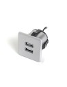 SQUARE USB CHARGER | Double recessed USB port | Color: Aluminum | USB Charger | Voltage 12V