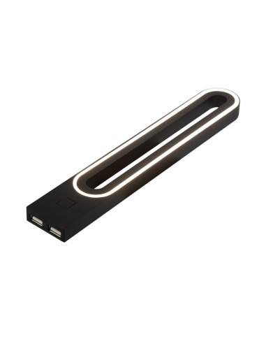 GABI R/USB BLACK | LED Lamp with double USB charger | Lamp: Black | Light: Natural | Voltage: 12V