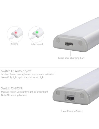 BOSTON ALUMINUM | LED Lamp with infrared sensor | USB Rechargeable | Light: Cool | Magnetic Lamp