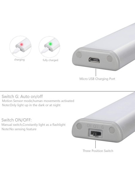BOSTON ALUMINUM | LED Lamp with infrared sensor | USB Rechargeable | Light: Cool | Magnetic Lamp