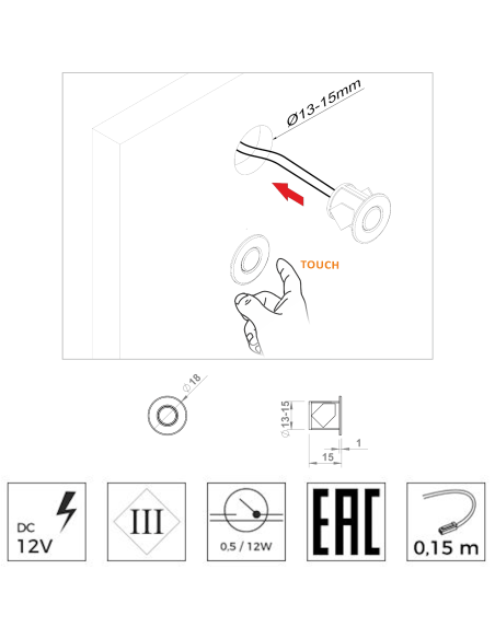 TOUCH SWITCH WITH DIMMER WHITE | Touch switch with dimmer function | Light intensity modulator