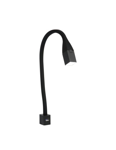 FLEXI/Q USB BLACK | Flexible LED Lamp with USB port | Lamp: Black | Light: Cool | Voltage: 12V