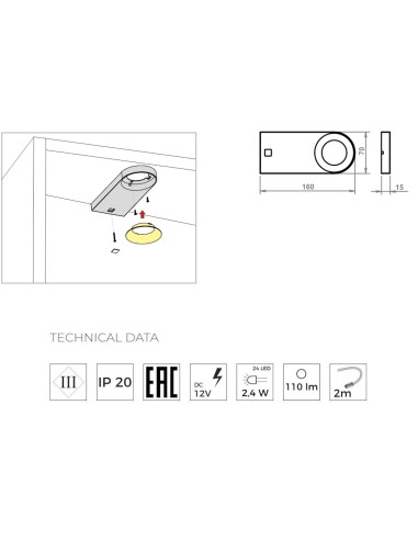 SPACE 2 BLACK | LED Kitchen Lamp | Lamp: Black | Light: Cool | Voltage: 12V