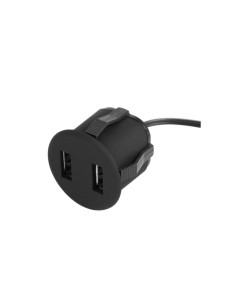USB/R ROUND USB CHARGER | Double recessed USB socket | Color: Black | USB Charger | Voltage 12V