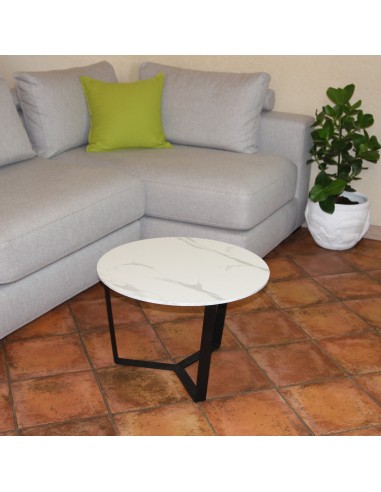 Tavolino ALADIN | Colore: Marmo Bianco | Dimensioni Base: 60x68 cm | Altezza 40 cm