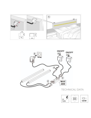 BED SWITCH DUO/LED ALLUMINIO | Interruttore luci