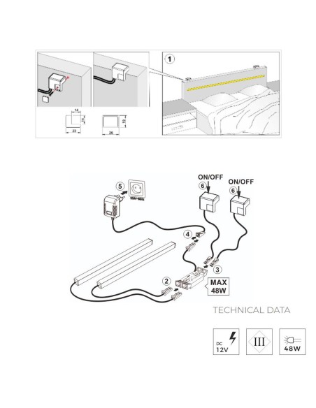 BED SWITCH DUO/LED ALLUMINIO | Interruttore luci