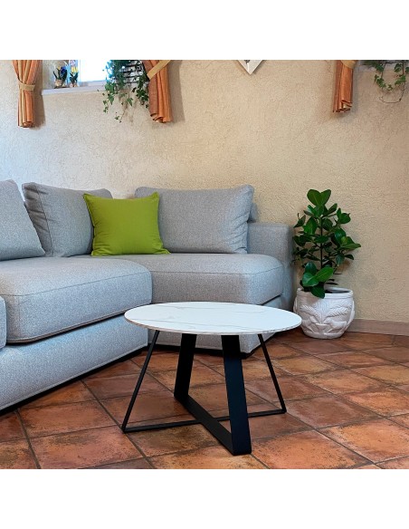 Tavolino KIMBA | Marmo Bianco | Dimensione Base: 61 cm | Altezza: 37 cm