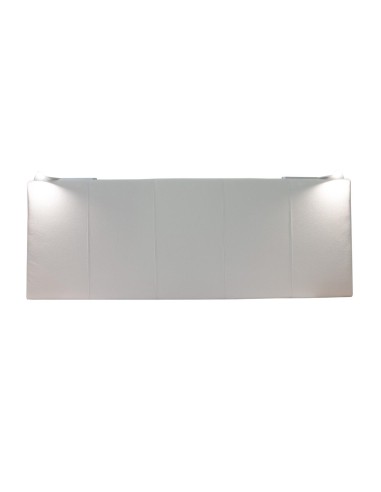 TESTIERA | Spalliera in Ecopelle con 2 Lampade a Led Touch | Colore Grigio | Cuciture Righe | Dimensioni L.180 H.80 |
