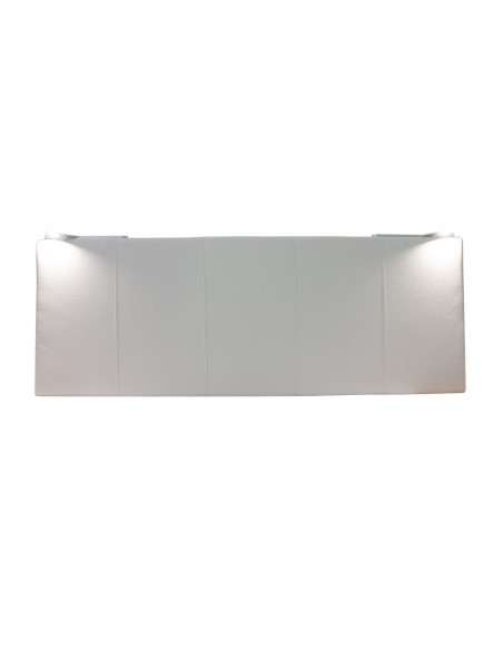 TESTIERA | Spalliera in Ecopelle con 2 Lampade a Led Touch | Colore Grigio | Cuciture Righe | Dimensioni L.180 H.80 |