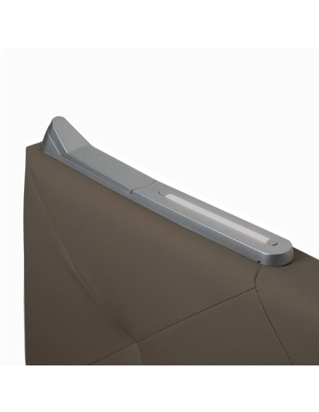 TESTIERA | Spalliera in Ecopelle con 2 Lampade a Led Touch | Colore Elephant | Cuciture Rombi | Dimensioni L.160 H.60 |