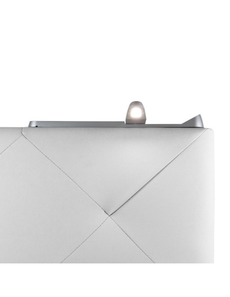 TESTIERA | Spalliera in Ecopelle con 2 Lampade a Led Touch | Colore Grigio | Cuciture Rombi | Dimensioni L.160 H.60 |