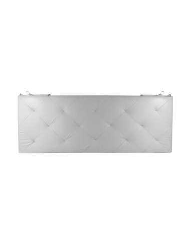TESTIERA | Spalliera in Ecopelle con 2 Lampade a Led Touch | Colore Grigio | Cuciture Rombi | Dimensioni L.160 H.60