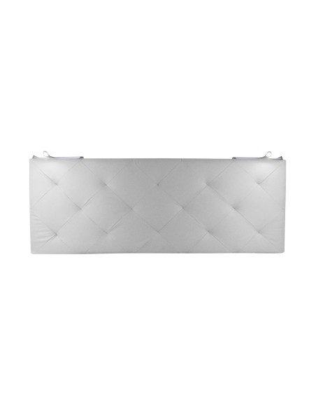 TESTIERA | Spalliera in Ecopelle con 2 Lampade a Led Touch | Colore Grigio | Cuciture Rombi | Dimensioni L.160 H.60 |