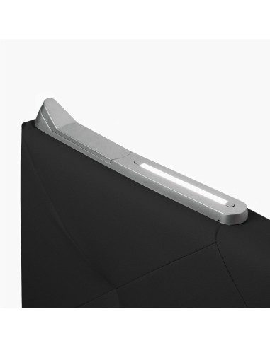 TESTIERA | Spalliera in Ecopelle con 2 Lampade a Led Touch | Colore Nero | Cuciture Rombi | Dimensioni L.160 H.60 |