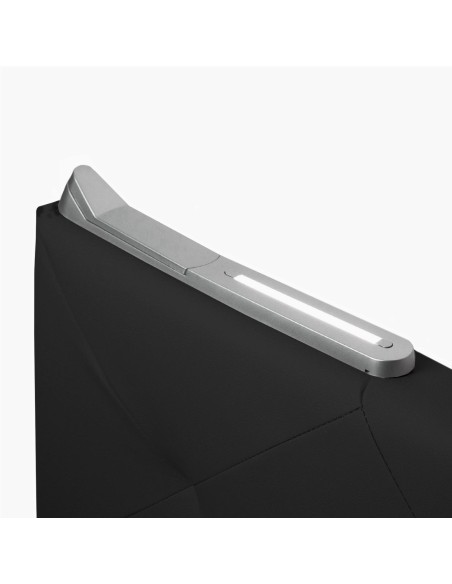 TESTIERA | Spalliera in Ecopelle con 2 Lampade a Led Touch | Colore Nero | Cuciture Rombi | Dimensioni L.160 H.60 |