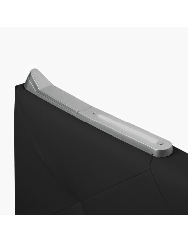 TESTIERA | Spalliera in Ecopelle con 2 Lampade a Led Touch | Colore Nero | Cuciture Rombi | Dimensioni L.160 H.60 |