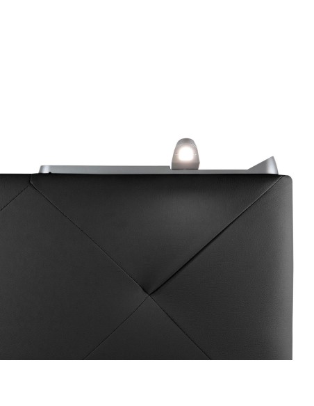 TESTIERA | Spalliera in Ecopelle con 2 Lampade a Led Touch | Colore Nero | Cuciture Rombi | Dimensioni L.160 H.60 |