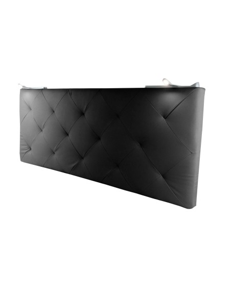 TESTIERA | Spalliera in Ecopelle con 2 Lampade a Led Touch | Colore Nero | Cuciture Rombi | Dimensioni L.160 H.60 |