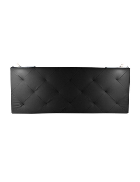 TESTIERA | Spalliera in Ecopelle con 2 Lampade a Led Touch | Colore Nero | Cuciture Rombi | Dimensioni L.160 H.60 |