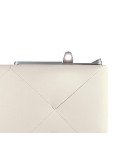 TESTIERA | Spalliera in Ecopelle con 2 Lampade a Led Touch | Colore Avorio | Cuciture Rombi | Dimensioni L.160 H.60 2