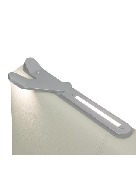 TESTIERA | Spalliera in Ecopelle con 2 Lampade a Led Touch | Colore Surf Ice | Cuciture Righe | Dimensioni L.160 H.60