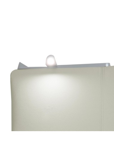 TESTIERA | Spalliera in Ecopelle con 2 Lampade a Led Touch | Colore Surf Ice | Cuciture Righe | Dimensioni L.160 H.60 |
