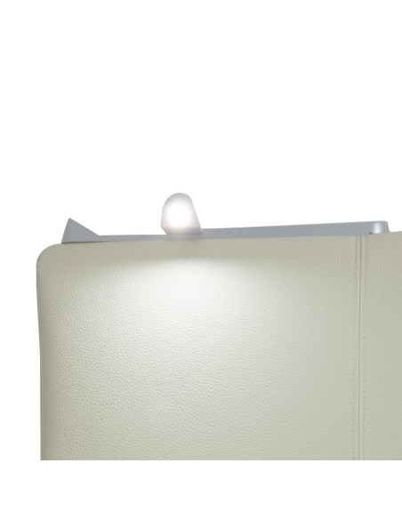 TESTIERA | Spalliera in Ecopelle con 2 Lampade a Led Touch | Colore Surf Ice | Cuciture Righe | Dimensioni L.160 H.60 |