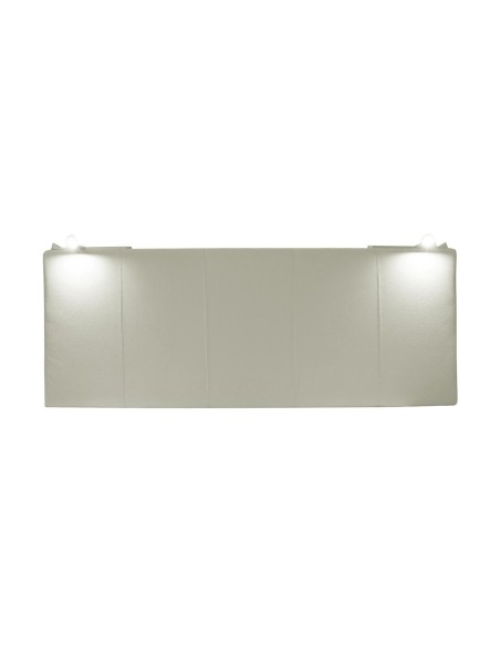 TESTIERA | Spalliera in Ecopelle con 2 Lampade a Led Touch | Colore Surf Ice | Cuciture Righe | Dimensioni L.160 H.60 |