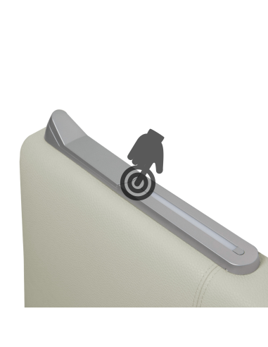 TESTIERA | Spalliera in Ecopelle con 2 Lampade a Led Touch | Colore Surf Ice | Cuciture Righe | Dimensioni L.160 H.60