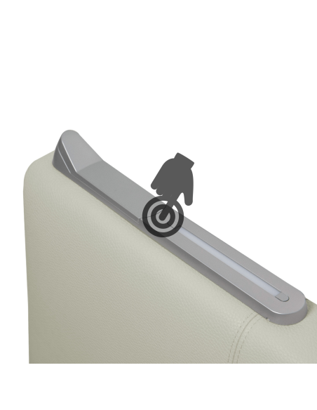 TESTIERA | Spalliera in Ecopelle con 2 Lampade a Led Touch | Colore Surf Ice | Cuciture Righe | Dimensioni L.160 H.60 |