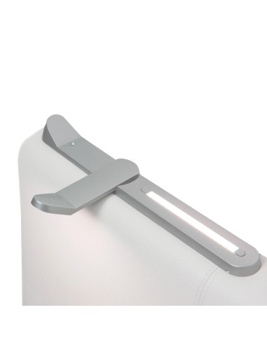 TESTIERA | Spalliera in Ecopelle con 2 Lampade a Led Touch | Colore Bianco | Cuciture Righe | Dimensioni L.160 H.60 |