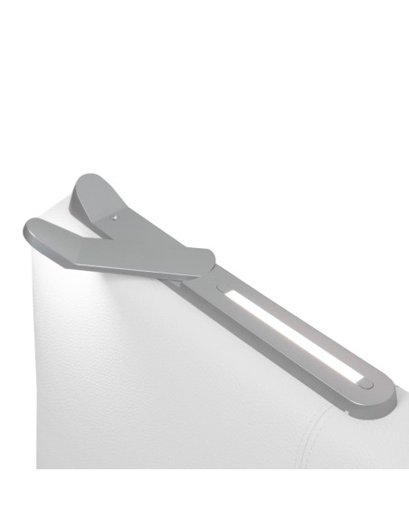 TESTIERA | Spalliera in Ecopelle con 2 Lampade a Led Touch | Colore Bianco | Cuciture Righe | Dimensioni L.160 H.60 |