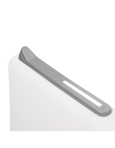 TESTIERA | Spalliera in Ecopelle con 2 Lampade a Led Touch | Colore Bianco | Cuciture Righe | Dimensioni L.160 H.60 |
