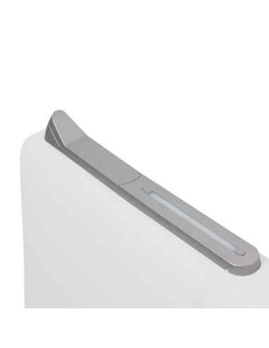 TESTIERA | Spalliera in Ecopelle con 2 Lampade a Led Touch | Colore Bianco | Cuciture Righe | Dimensioni L.160 H.60
