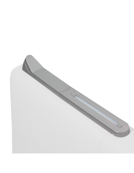 TESTIERA | Spalliera in Ecopelle con 2 Lampade a Led Touch | Colore Bianco | Cuciture Righe | Dimensioni L.160 H.60 |