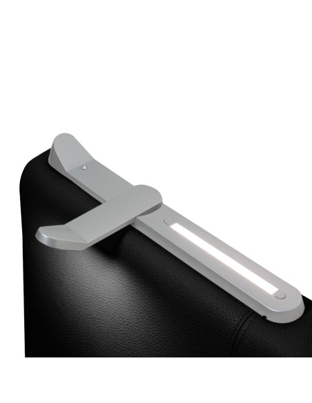 TESTIERA | Spalliera in Ecopelle con 2 Lampade a Led Touch | Colore Nero | Cuciture Righe | Dimensioni L.160 H.60 |