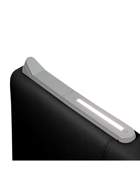 TESTIERA | Spalliera in Ecopelle con 2 Lampade a Led Touch | Colore Nero | Cuciture Righe | Dimensioni L.160 H.60