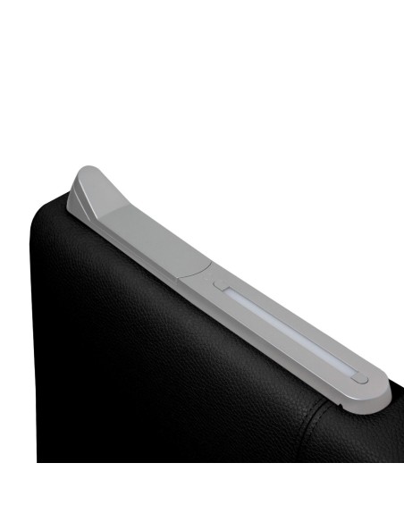 TESTIERA | Spalliera in Ecopelle con 2 Lampade a Led Touch | Colore Nero | Cuciture Righe | Dimensioni L.160 H.60 |