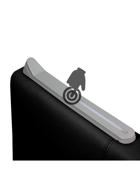TESTIERA | Spalliera in Ecopelle con 2 Lampade a Led Touch | Colore Nero | Cuciture Righe | Dimensioni L.160 H.60 |