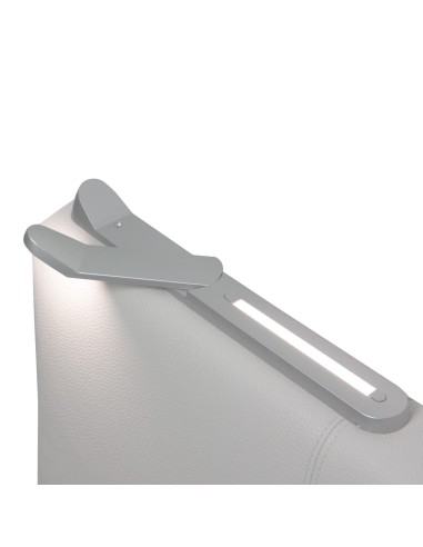TESTIERA | Spalliera in Ecopelle con 2 Lampade a Led Touch | Colore Grigio | Cuciture Righe | Dimensioni L.160 H.60