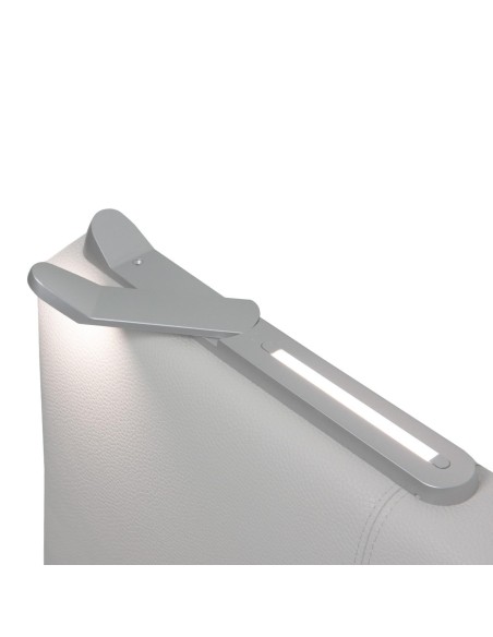 TESTIERA | Spalliera in Ecopelle con 2 Lampade a Led Touch | Colore Grigio | Cuciture Righe | Dimensioni L.160 H.60 |