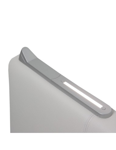 TESTIERA | Spalliera in Ecopelle con 2 Lampade a Led Touch | Colore Grigio | Cuciture Righe | Dimensioni L.160 H.60