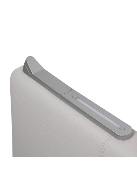 TESTIERA | Spalliera in Ecopelle con 2 Lampade a Led Touch | Colore Grigio | Cuciture Righe | Dimensioni L.160 H.60