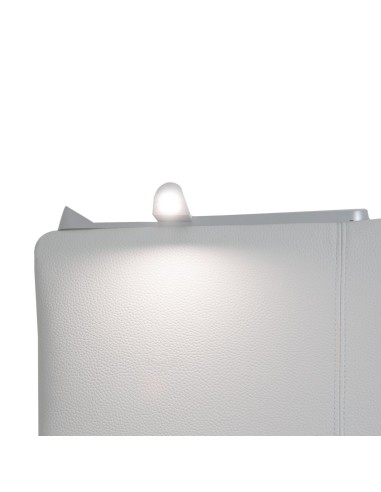TESTIERA | Spalliera in Ecopelle con 2 Lampade a Led Touch | Colore Grigio | Cuciture Righe | Dimensioni L.160 H.60 |
