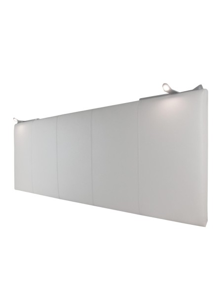 TESTIERA | Spalliera in Ecopelle con 2 Lampade a Led Touch | Colore Grigio | Cuciture Righe | Dimensioni L.160 H.60 |